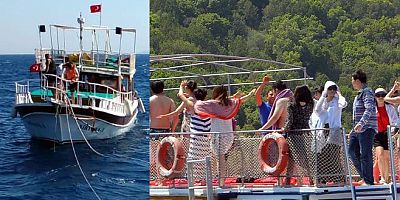 Bodrum açıklarında turistlerle birlikte sürüklenen tekne kurtarıldı