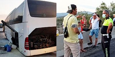 Bodrum’dan Pamukkale’ye giden tur otobüsünde yangın çıktı