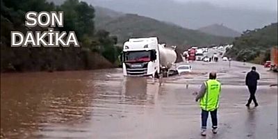 Bodrum- İzmir karayolu sel nedeniyle kapandı