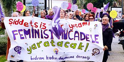 Bodrumlu kadınlar şiddete karşı yürüdü
