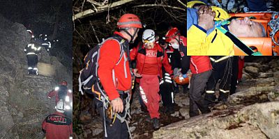 Kayalıklardan uçuruma yuvarlanan Ahmet Zırh 8 saat sonra kurtarıldı