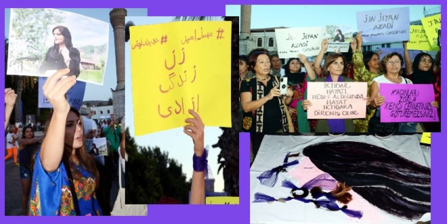  Bodrumlu kadınlar İranlı Amini için saçlarını kesti, isyan etti
