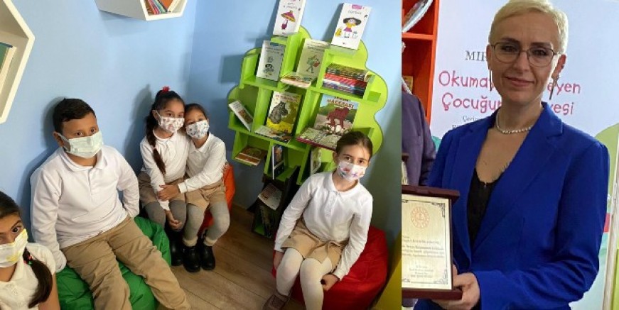 Hayırsever Lale Turgut Atatürk ilkokuluna kütüphane yaptırdı