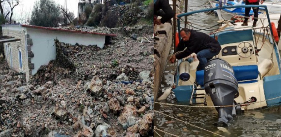 İstanköy ve Kilimli Adası'nda evler toprak altında kaldı, tekneler battı