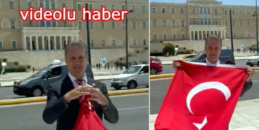 Mustafa Sarıgül Atina’da meclis önünde Türk bayrağı açtı “Barışa gel Mitsotakis” dedi