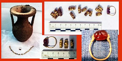 2400 yıllık mezardaki altın takılar hayranlık uyandırdı,15 mezar daha bulundu