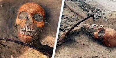 Arkeologlar dehşete tanık oldu: Boynuna orak saplanmış iskelet