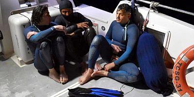 Dalgıç kıyafeti ile yüzerek İstanköy Adası’na geçmeye çalışırken yakalandılar