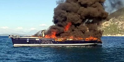 Henk isimli yelkenli tekne alev alev yandı 6 turist ölümden döndü