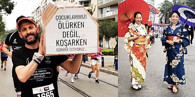 İzmir maratonu bu görüntülerle başladı, Bodrum'a 2 birincilik geldi
