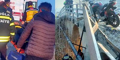  Köprüden su kanalına uçan motosiklet sürücüsünü itfaiye kurtardı