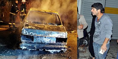 Sanayi sitesinde lüks otomobil alev alev yandı, kül oldu