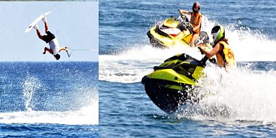 Türkiye su jeti ve flyboard şampiyonası renkli görüntülerle başladı