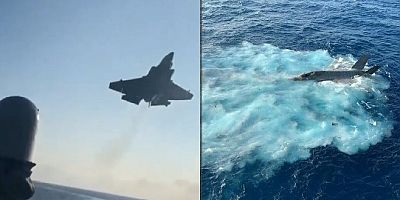 Uçak gemisine inemeyen F-35 denize düştü