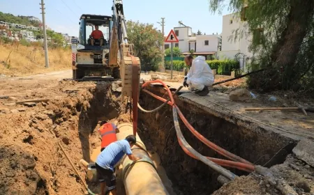 Su isale hattı yine patladı Bodrum'a 60 saat su yok