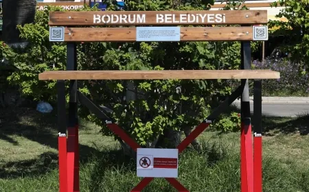 Bodrum’da  iklim krizine 1,5 metre yüksekliğindeki banklarla dikkat çektiler