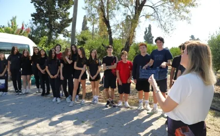 Belediyeden öğrencilerle birlikte mandalina hasadı