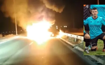 Genç futbolcu otomobilin içinde yanarak can verdi