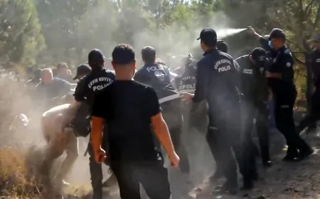 Bodrum’da taşlı sopalı yıkım, polis biber gazı ile müdahale etti