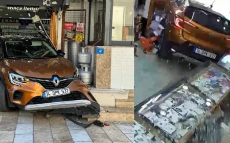 Park ederken mağazaya girdi, ortalığı savaş alanına çevirdi