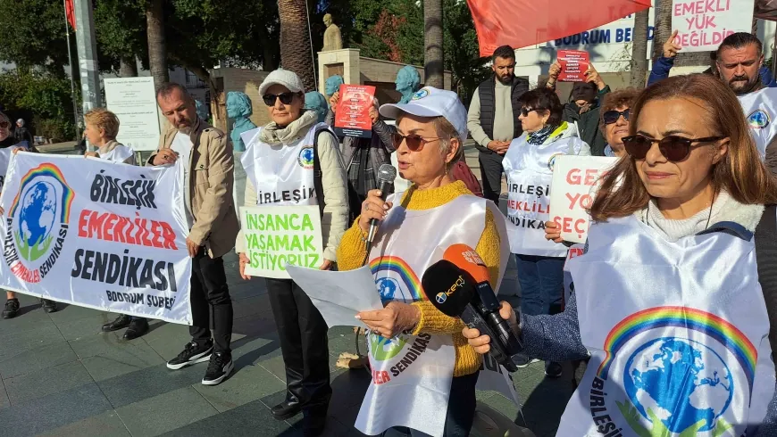 Bodrum’da emeklilerden “Bıçak Kemiğe Dayandı” eylem ve basın açıklaması; Emekli “Çay simide bile ulaşamaz hale geldik”