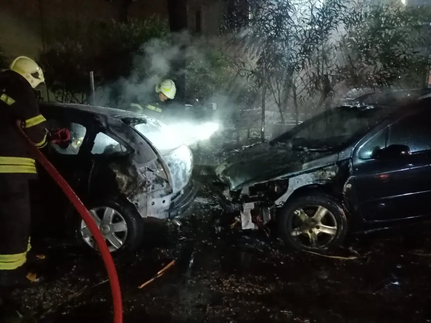 Bodrum’da ağaca düşen yıldırım iki otomobili yaktı