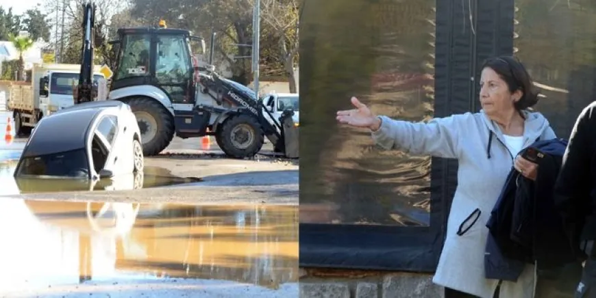 Ortakent'de caddenin ortasında patlayan su isale hattına otomobili ile düşen kadın avukat “Bu ülke böyle oldu başına ne zaman bir şey gelecek bilemiyorsunuz, ölümden döndüm” dedi, kurumlara tepki gösterdi