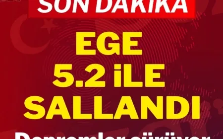 Son Dakika... Ege'de 5.2 büyüklüğünde deprem