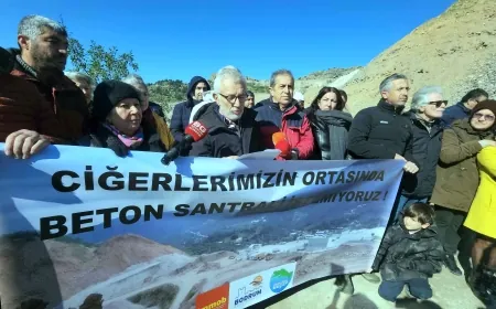 Gölköy'de 100 hektarlık mera alanına  beton santrali kurdular, ruhsatsız kaçak çalıştılar iddiası