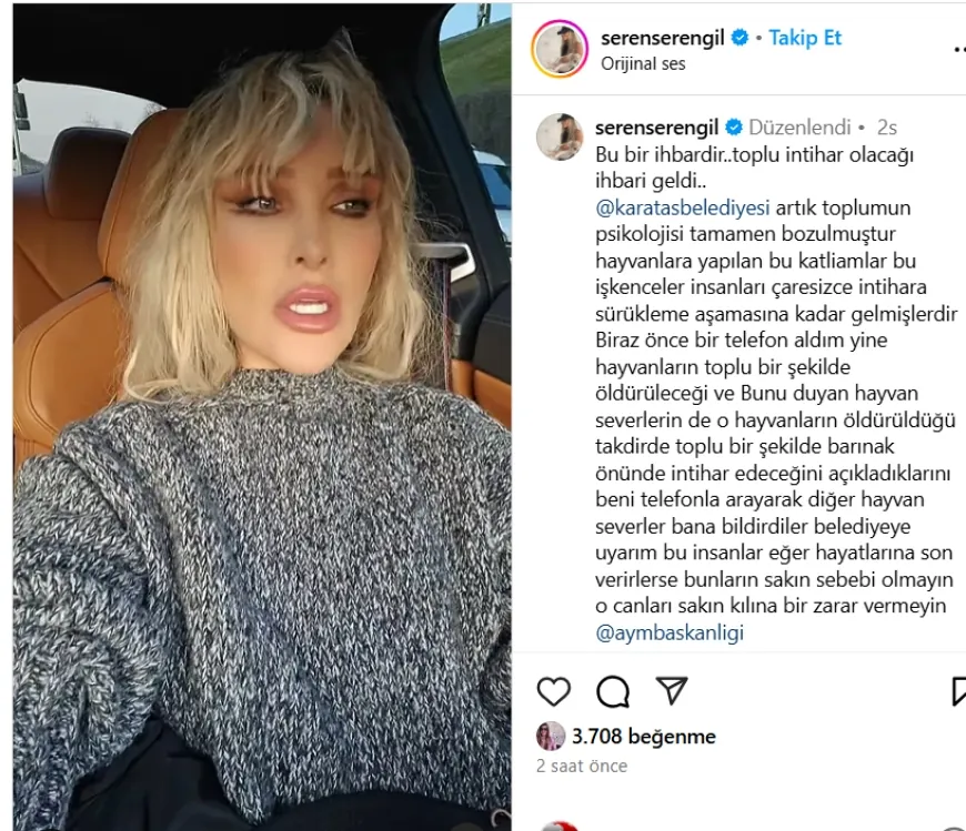 Seren Serengil’den toplu intihar iddiası: Eğer hayatlarına son verirlerse