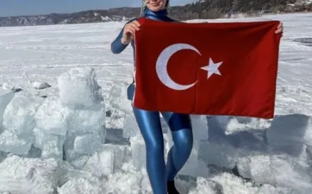 Şahika Ercümen, iklim krizi için Baykal Gölü'ne daldı