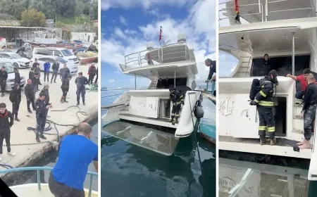 Limanda yat yangını paniğe neden oldu