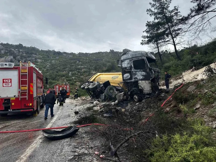 Aynı noktada ikinci kez TIR yangını şoför yanarak can verdi