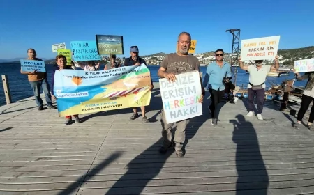 Gündoğan'da otel halk plajına iskele ve platform yaptı Bodrum ayağa kalktı