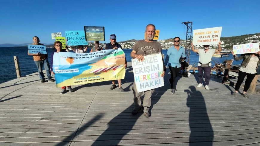 Gündoğan'da otel halk plajına iskele ve platform yaptı Bodrum ayağa kalktı