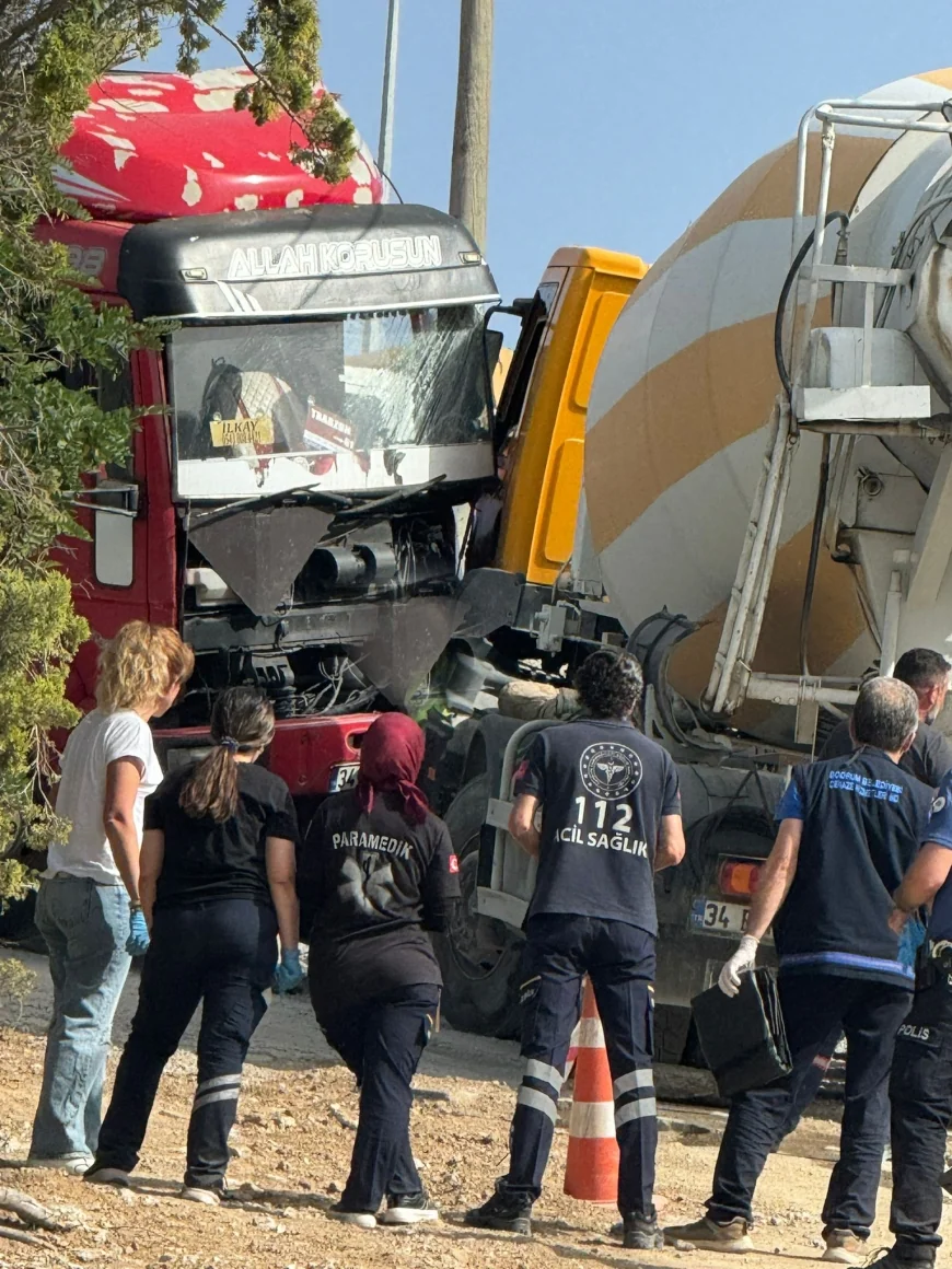 Bodrum'da talihsiz ölüm...Kamyon ile beton mikseri arasında sıkışan sürücü yaşamını yitirdi