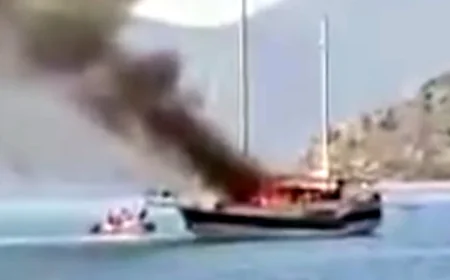 Tur teknesi alev alev yandı