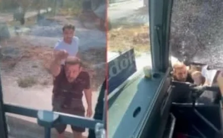 Turist dolu otobüse taşlı saldırı