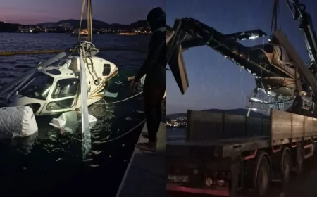 Marina’dan kalkan helikopter denize düştü…Biri hamile 4 ABD’linin Mikonos tatili facia ile  sonuçlandı