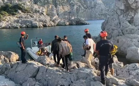 Kayalıklarda mahsur kalan göçmenler kurtarıldı