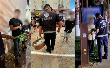 Bodrum’da İngilizce ve Türkçe pankartlı seyyar satıcı, hanutçu, dilenci operasyonu