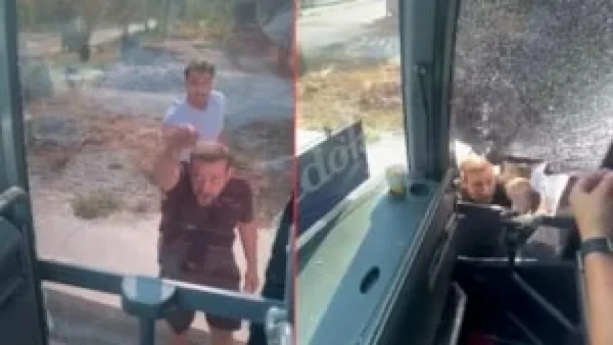 Turist dolu otobüse taşlı saldırı