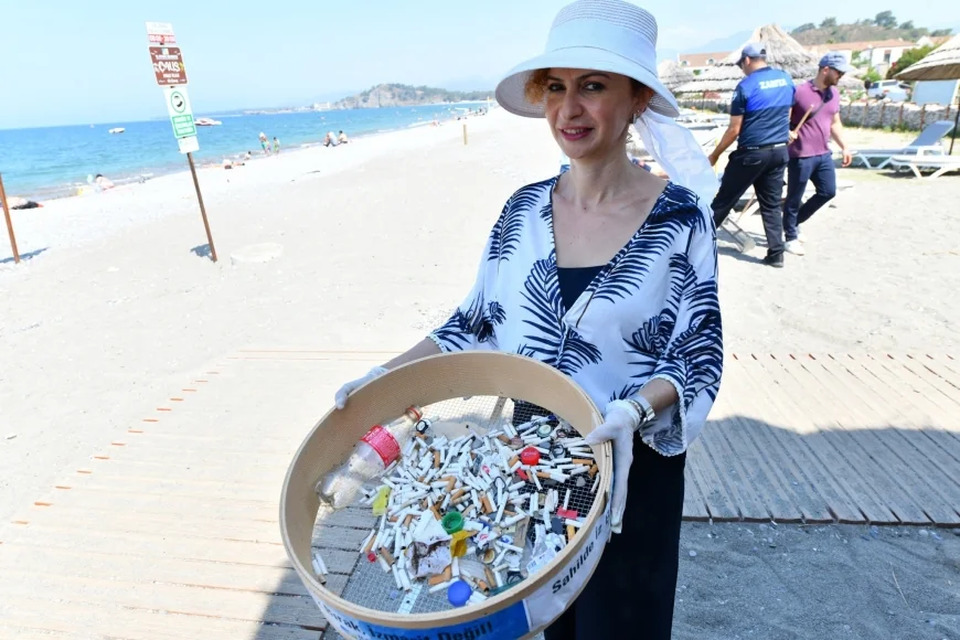 Plajlarda “ Sahilde iz bırak izmarit değil” etkinliği