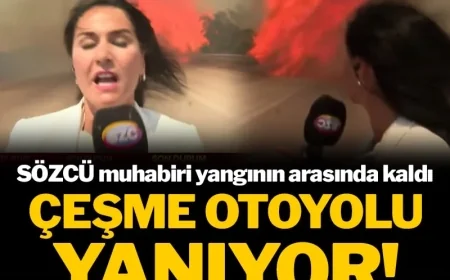 İzmir- Çeşme otoyolu yanıyor!Ormanlar alev alev