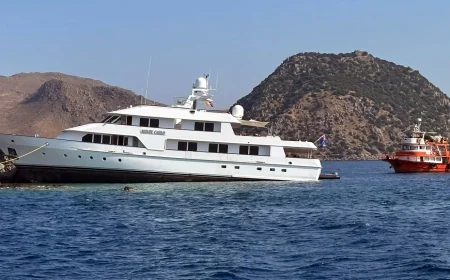 Bodrum’da lüks motor yat denizin ortasındaki kayalıklara çıktı