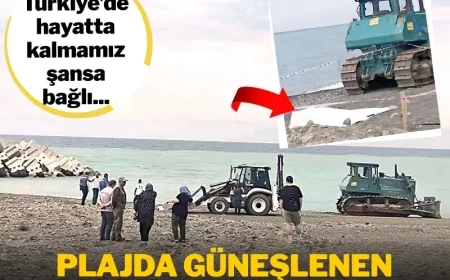 PLAJDA GÜNEŞLENEN KADINI DOZER EZDİ