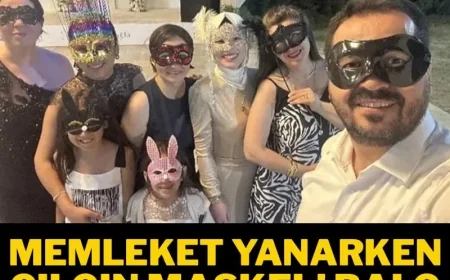 Muğla’da,, memleket yanarken çılgın maskeli balo