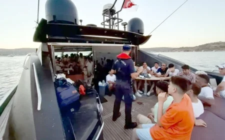   Bodrum açıklarında lüks motor yatta 72 göçmen yakalandı