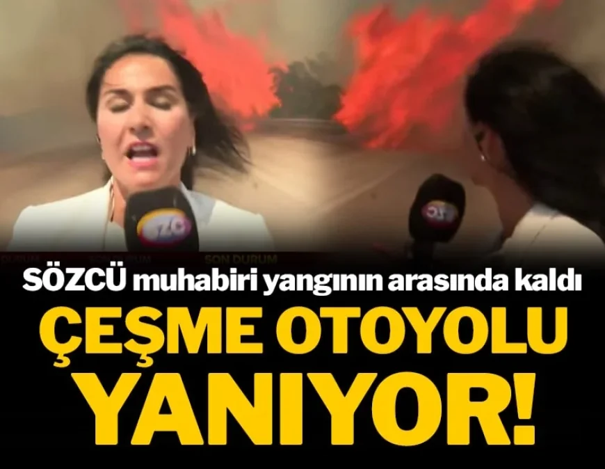 İzmir- Çeşme otoyolu yanıyor!Ormanlar alev alev