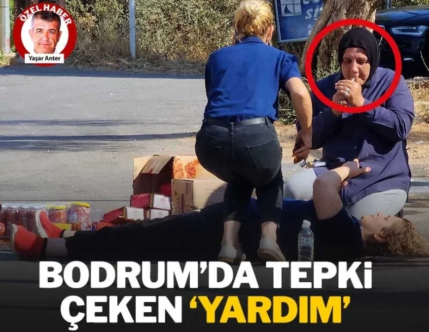 Torba’da kamyondan düşen kadın personele sağlık yardımı skandalı, bazıları başında sigara yaktı, vatandaş kartonla güneşten korumaya çalıştı